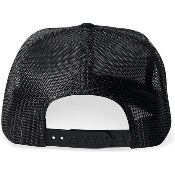 Mens Mesh Snapback Trucker Hat Black Adjustable Flat Brim Baseball Cap - Picture 2 of 3